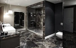 Dark marble in the bathroom interior