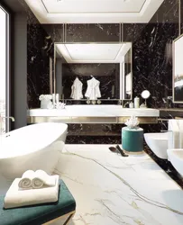 Dark Marble In The Bathroom Interior