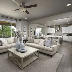 Interior kitchen living room with access to the terrace