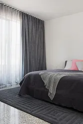 Modern gray curtains for the bedroom photo