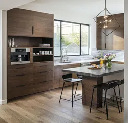 Wooden modern kitchen photo