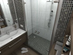 Дизайн маленькой ванной комнаты с душевой кабиной без унитаза