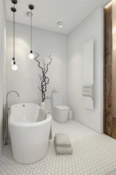 Ванна с туалетом дизайн в белом цвете