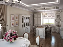 Кухня гостиная в стиле классика фото интерьер