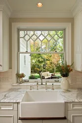 Window from the bath to the kitchen design