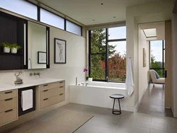 Window from the bath to the kitchen design