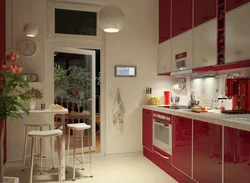 Apartment design kitchen with balcony
