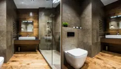Bathroom design concrete and wood