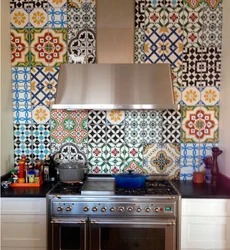 Patchwork style tiles in the kitchen interior