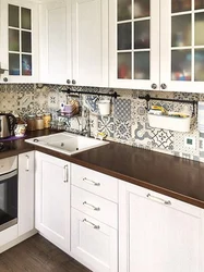 Patchwork style tiles in the kitchen interior