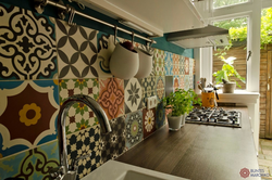 Patchwork style tiles in the kitchen interior