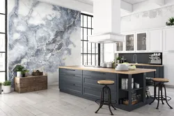 Marbled Wallpaper In The Kitchen Interior