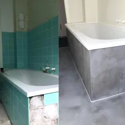 Покрашенная плитка в ванной до и после фото