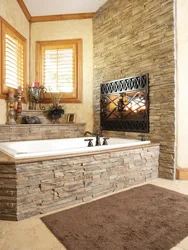 Bathtub with stone design photo