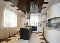 Фото натяжного потолка на кухне фото в квартире