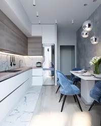 Interior of kitchens in apartments in a modern style