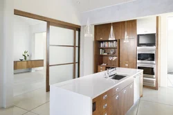 Living Room Kitchen Design With Sliding Doors