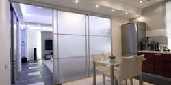 Living room kitchen design with sliding doors