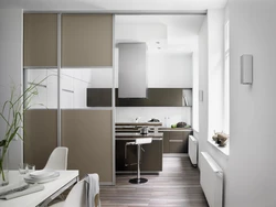 Living room kitchen design with sliding doors