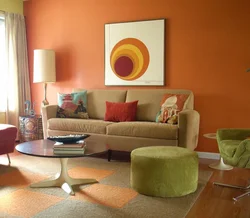 Апельсиновый интерьер гостиной