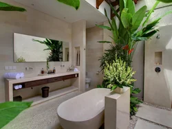 Ванна бөлмесінің дизайны тропикалық
