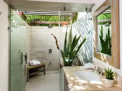 Ванна бөлмесінің дизайны тропикалық