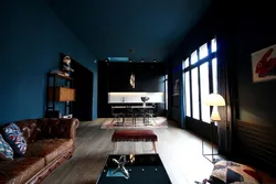 Apartment design with black ceiling