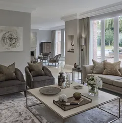 Interior in gray beige tones photo living room