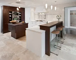 Kitchen island photo with bar counter