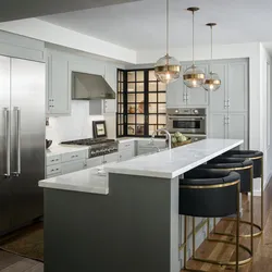 Kitchen island photo with bar counter