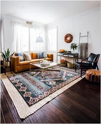 Beautiful carpets in the living room interior photo