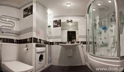 Combined Bathroom With Shower And Washing Machine Design Photo