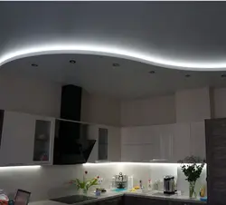 Ceilings In The Kitchen Made Of Plasterboard At Home Photo