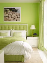 Photo of a bedroom with green walls