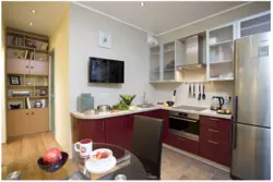Interior of a small kitchen one-room apartment