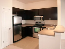 Interior of a small kitchen one-room apartment