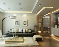Living room interior with low ceiling