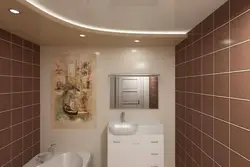 Фото натяжного потолка в маленькой ванной комнате