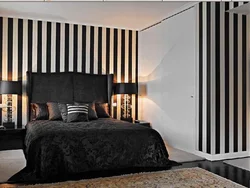 Striped Wallpaper In The Bedroom Photo