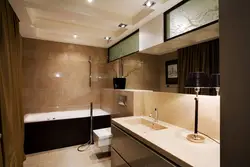 Bathroom design in brown and beige tones