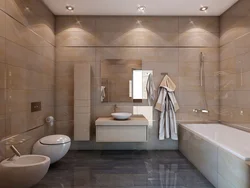 Bathroom interior in beige tones