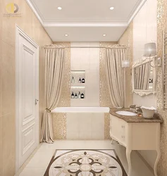 Bathroom interior in beige tones
