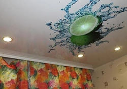 Рисунки на натяжных потолках фото для кухни