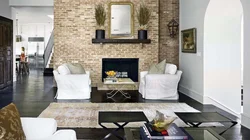Living room design with bricks