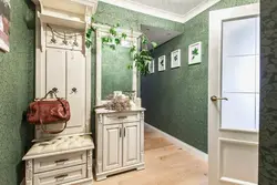 Hallway in green design photo