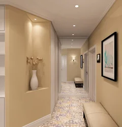 Wallpaper in the hallway of the apartment in light colors photo