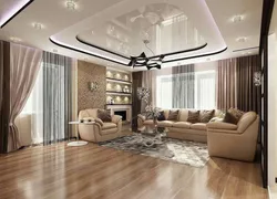 Ceiling Design In Living Room In Apartment