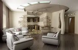 Ceiling design in living room in apartment