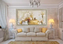 Large Paintings In The Interior Of The Living Room In A Modern Style