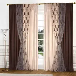 Combined curtains of 2 colors for the living room photo